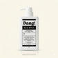 An image of a white bottle with pump and black text agaist an offwhite background
