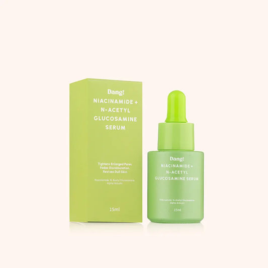 An image of a product in a green bottle named Dang! Niacinamide -n-acetyl glucosamine serum